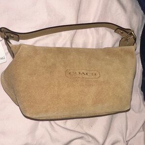 Coach Beige Suede Shoulder Bag